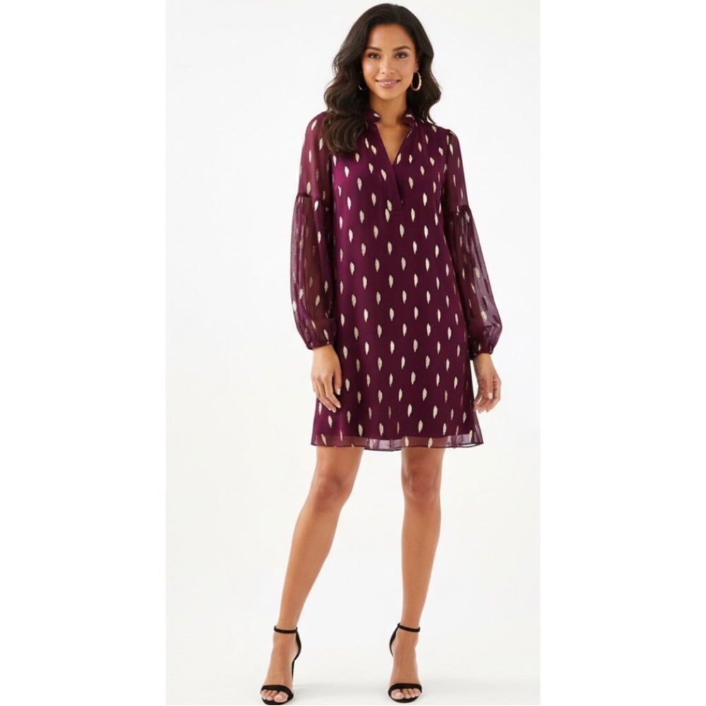 Lilly Pulitzer Shea Silk Dress Cabernet Berry Size 0